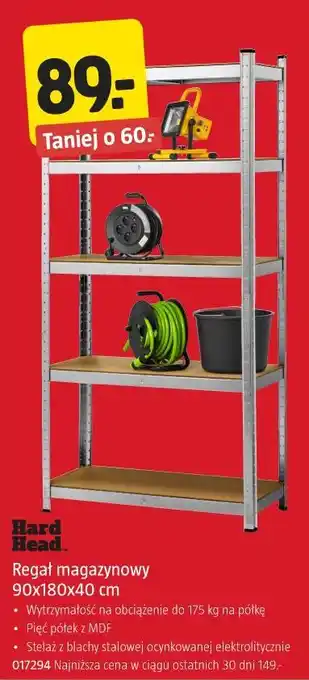 Hard Head Regał magazynowy 90x180x40 cm