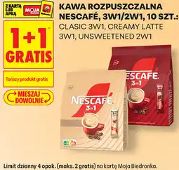 Biedronka KAWA ROZPUSZCZALNA NESCAFÉ, 3W1/2W1, 10 SZT.: CLASIC 3W1, CREAMY LATTE 3W1, UNSWEETENED 2W1 oferta