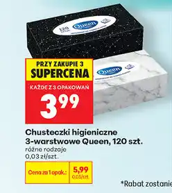 Biedronka Chusteczki higieniczne 3-warstwowe Queen, 120 szt oferta