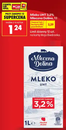 Biedronka Mleko UHT 3,2% Mleczna Dolina oferta