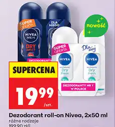Biedronka Dezodorant roll-on Nivea, 2x50 ml różne rodzaje oferta