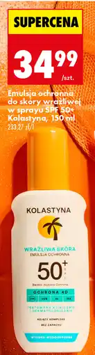 Biedronka Emulsja ochronna do skóry wrażliwej w sprayu SPF 50+ Kolastyna, 150 ml oferta
