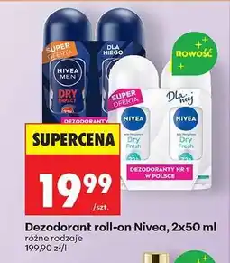 Biedronka Dezodorant roll-on Nivea, 2x50 ml oferta