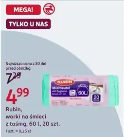 Rossmann Rubin, worki na śmieci z taśmą, 60 l, 20 szt oferta