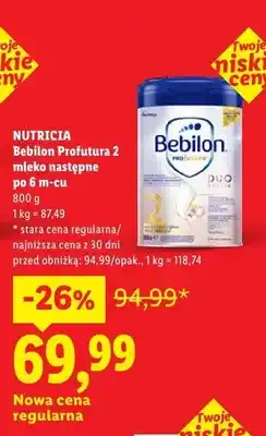 Lidl Mleko następne Bebilon Profutura 2 po 6m-cu Nutricia oferta
