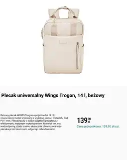 Biedronka Plecak uniwersalny Wings Trogon, 14 l, beżowy oferta