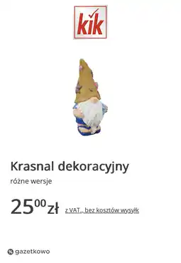 KiK Krasnal dekoracyjny różne wersje oferta