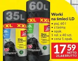 Makro Worki na śmieci LD Jan Niezbędny poj. 60l z taśmą oferta