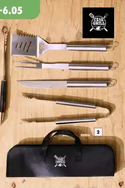 Biedronka Akcesoria do grilla zestaw ze szczypcami, szpatułką, widelcem i nożem w etui oferta