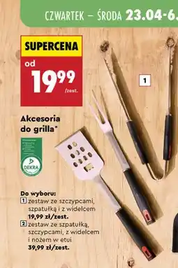 Biedronka Akcesoria do grilla zestaw ze szczypcami szpatułką i widelcem oferta