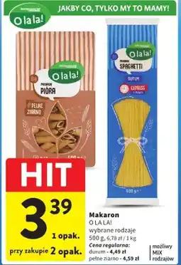 Intermarche Makaron o la la pełne ziarno pióra lub spaghetti oferta