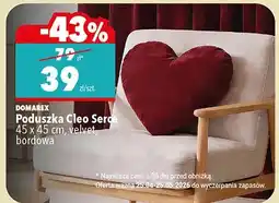 Biedronka Poduszka Cleo Serce Domarex 45x45cm velvet bordowa oferta