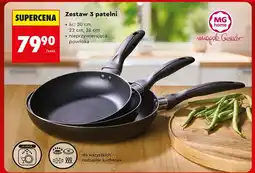Biedronka Zestaw 3 patelni MG Home Magda Gessler nieprzywierająca powłoka śr. 20cm 22cm 26cm oferta
