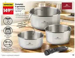 Biedronka Komplet 3 garnków Gerlach z odpinaną rączką ze stali nierdzewnej 4-warstwowe dno poj. 1l 2l 2,5l oferta