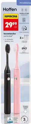Biedronka Szczoteczka soniczna Hoffen z 3 końcówkami IPX7 zasilana bateryjnie oferta