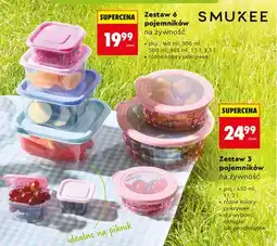 Biedronka Zestaw 3 pojemników na żywność Smukee okrągłe oferta