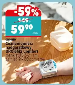 Biedronka Ciśnieniomierz nadgarstkowy Oromed ORO-SM2 Comfort mankiet 13,5-21cm pamięć 2x60 pomiarów oferta