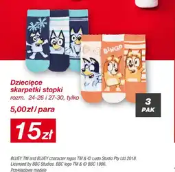KiK Dziecięce skarpetki stopki Bluey rozm. 24-26 i 27-30 oferta