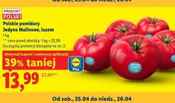 Lidl Pomidory Jedyne Malinowe luzem polskie oferta