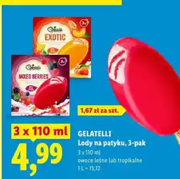 Lidl Lody na patyku Gelatelli tropikalne 3-pak oferta