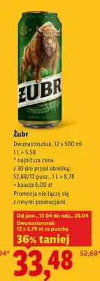 Lidl Piwo Żubr dwunastosztuk oferta