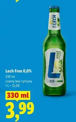 Lidl Piwo bezalkoholowe Lech Free 0,0% czarny bez-cytryna oferta