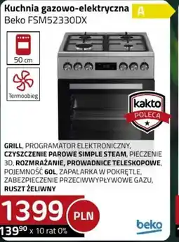 Kakto Beko Kuchnia gazowo-elektryczna FSM52330DX oferta