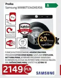 Kakto Samsung Pralka WW80T534DAEAS6 oferta