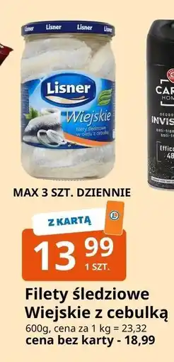 E.Leclerc Filety śledziowe w oleju wiejskie z cebulką Lisner oferta