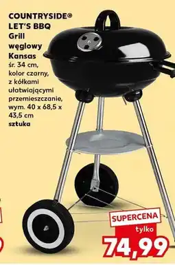 Kaufland Grill węglowy Countryside Let's BBQ Kansas śr. 34cm czarny z kółkami 40x68,5x43,5cm oferta