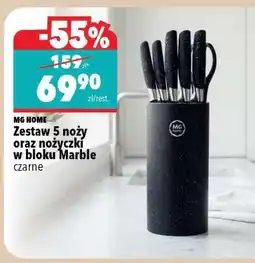 Biedronka Zestaw 5 noży oraz nożyczki w bloku Marble oferta