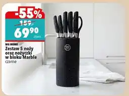 Biedronka Zestaw 5 noży oraz nożyczki w bloku Marble oferta