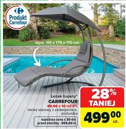 Carrefour Leżak bujany Carrefour stelaż stalowy z zadaszeniem poduszka 115x179x170cm oferta