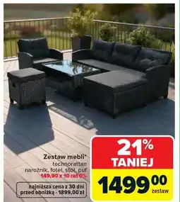 Carrefour Zestaw mebli ogrodowych technorattan narożnik fotel stół puf oferta