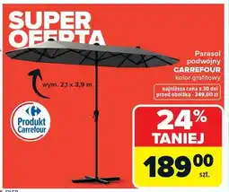 Carrefour Parasol podwójny Carrefour kolor grafitowy 2,1x3,9m oferta