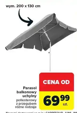 Carrefour Parasol balkonowy uchylny poliesterowy z przegubem 200x130cm oferta