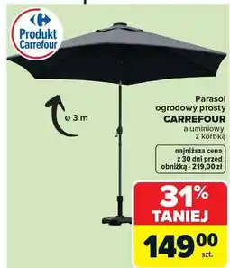 Carrefour Parasol ogrodowy prosty Carrefour aluminiowy z korbką oferta