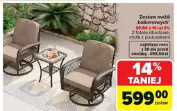 Carrefour Zestaw mebli balkonowych 2 fotele obrotowe stolik z poduszkami oferta