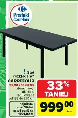Carrefour Stół rozkładany Carrefour aluminiowy długość regulowana 135-270cm oferta