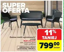 Carrefour Zestaw mebli ogrodowych Luxor sofa 2 krzesła stolik kolor grafitowy oferta