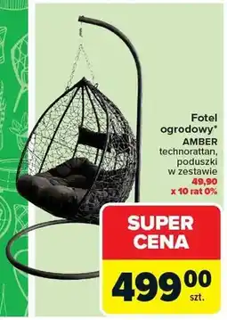 Carrefour Fotel ogrodowy wiszący Amber technorattan poduszki w zestawie oferta