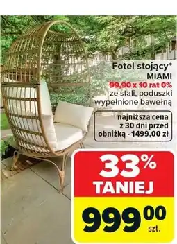 Carrefour Fotel stojący Miami ze stali poduszki wypełnione bawełną 77x59x75cm oferta