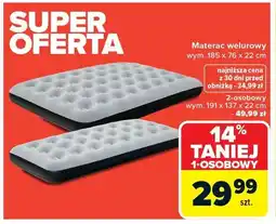 Carrefour Materac welurowy 2-osobowy 191x137x22cm oferta