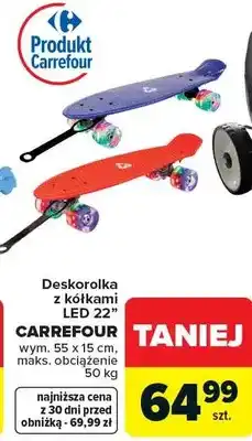Carrefour Deskorolka z kółkami LED 22 Carrefour 55x15cm maks. obciążenie oferta