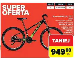 Carrefour Rower MTB 26 Core amortyzator przedni hamulce tarczowe oferta