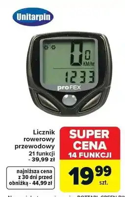 Carrefour Licznik rowerowy przewodowy Unitarpin proFEX 21 funkcji oferta