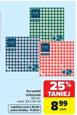 Carrefour Serwetki PAW Gingham oferta