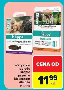 Carrefour Obroże i krople przeciw kleszczom dla psa Happs oferta