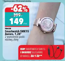 Biedronka Smartwatch SMK15 Aurora 1,28 Tracer 2 wymienne paski różowy złoty oferta