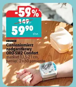 Biedronka Ciśnieniomierz nadgarstkowy ORO-SM2 Comfort Oromed mankiet 13,5-21cm pamięć 2x60 pomiarów oferta